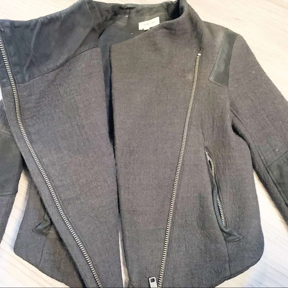 Helmut Lang Suede-Accented Wool Jacket - Grey, Size 4